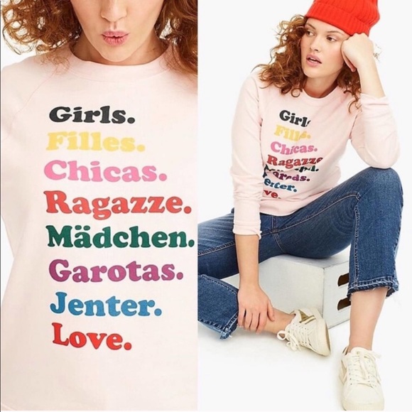 J. Crew Sweaters - J. Crew Girls Inc Pink Graphic Crewneck Sweatshirt